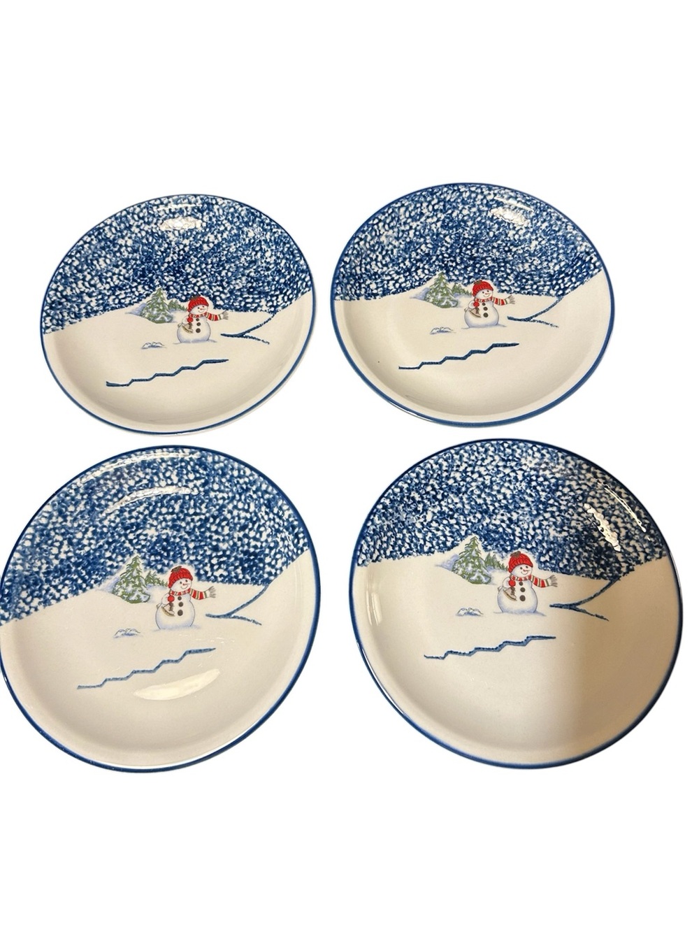 Thomson Pottery Snowmen Dinner plates set of 4